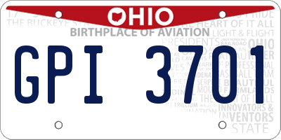 OH license plate GPI3701
