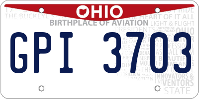 OH license plate GPI3703