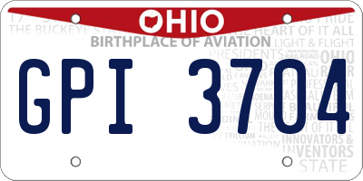OH license plate GPI3704