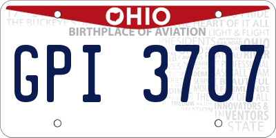OH license plate GPI3707