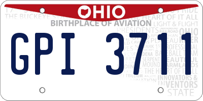 OH license plate GPI3711