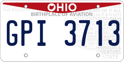 OH license plate GPI3713