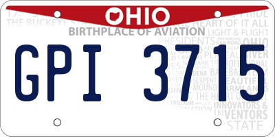 OH license plate GPI3715