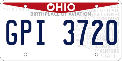OH license plate GPI3720