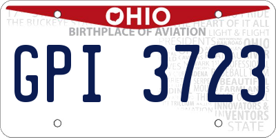 OH license plate GPI3723