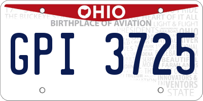 OH license plate GPI3725