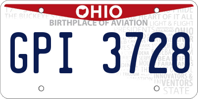 OH license plate GPI3728