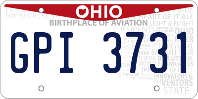 OH license plate GPI3731