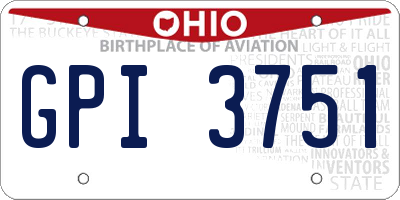 OH license plate GPI3751