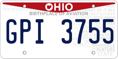 OH license plate GPI3755