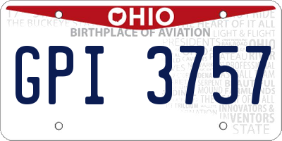 OH license plate GPI3757