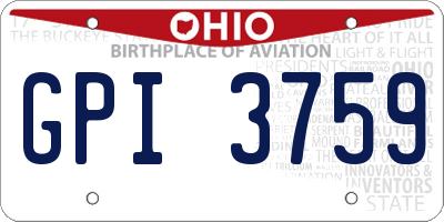 OH license plate GPI3759