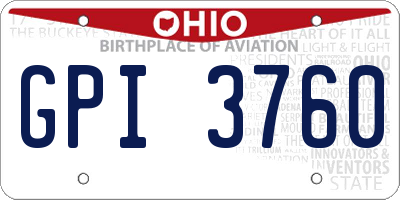 OH license plate GPI3760
