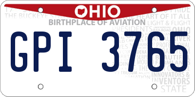 OH license plate GPI3765