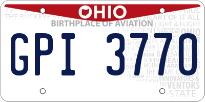 OH license plate GPI3770