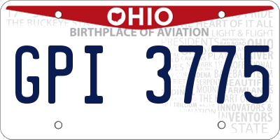 OH license plate GPI3775