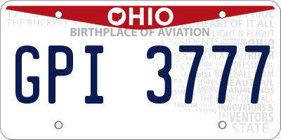 OH license plate GPI3777