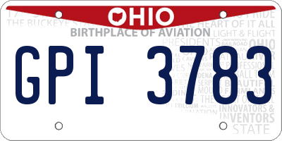 OH license plate GPI3783
