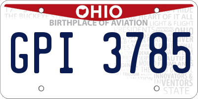 OH license plate GPI3785