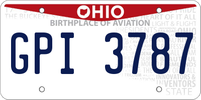 OH license plate GPI3787