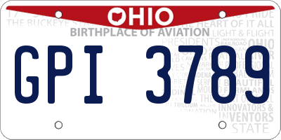 OH license plate GPI3789