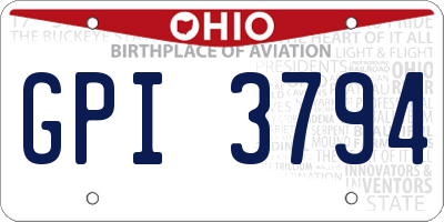OH license plate GPI3794