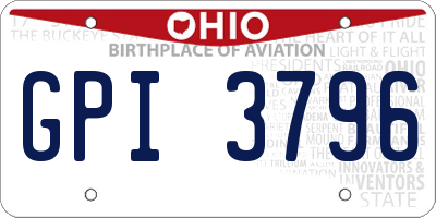 OH license plate GPI3796
