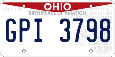 OH license plate GPI3798