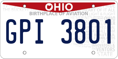 OH license plate GPI3801