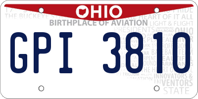 OH license plate GPI3810