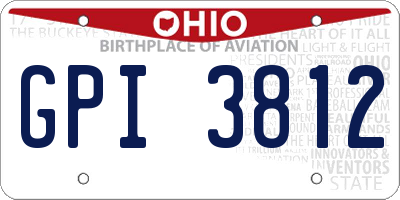 OH license plate GPI3812