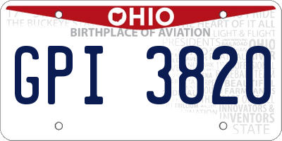 OH license plate GPI3820