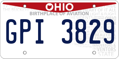OH license plate GPI3829