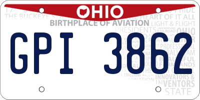 OH license plate GPI3862