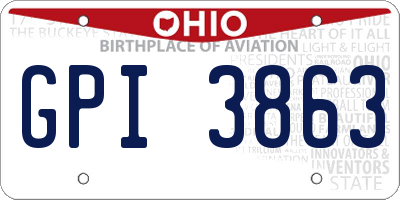 OH license plate GPI3863