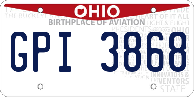 OH license plate GPI3868