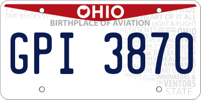 OH license plate GPI3870