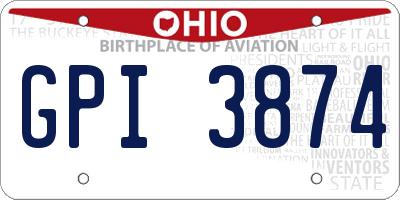 OH license plate GPI3874