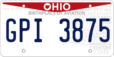 OH license plate GPI3875