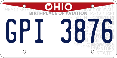 OH license plate GPI3876