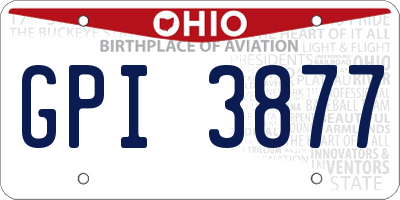 OH license plate GPI3877