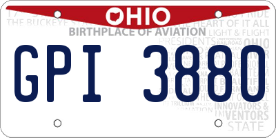 OH license plate GPI3880