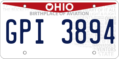 OH license plate GPI3894