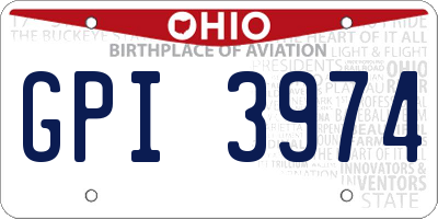 OH license plate GPI3974