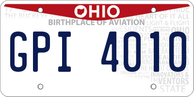 OH license plate GPI4010