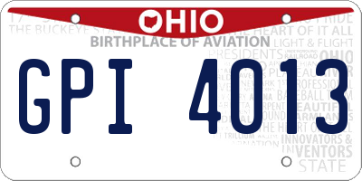 OH license plate GPI4013