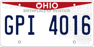 OH license plate GPI4016