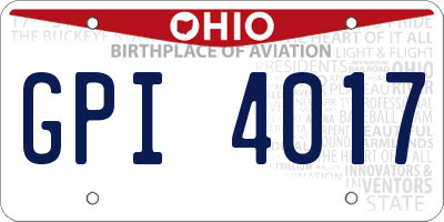 OH license plate GPI4017