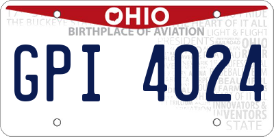 OH license plate GPI4024