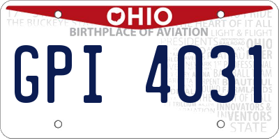 OH license plate GPI4031